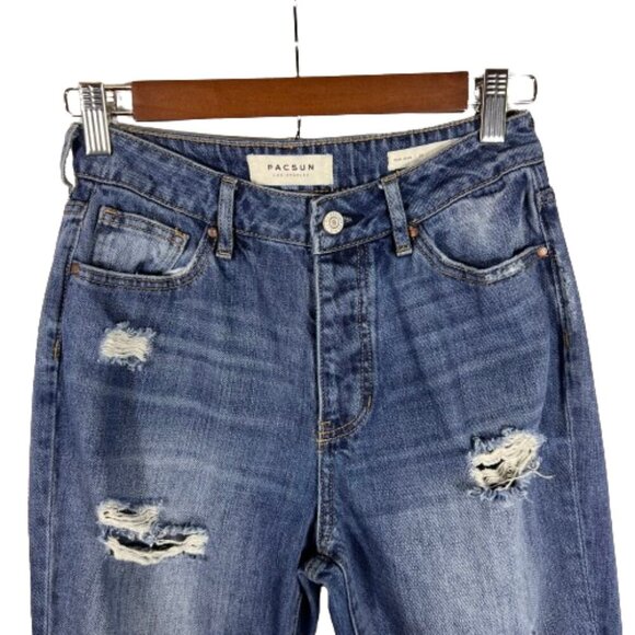 PacSun Womens Mom Jeans Size 25 Cropped High Rise Distressed Ripped Grunge Y2K - Picture 2 of 12